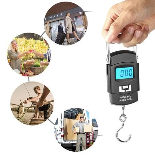Black Portable Digital Luggage Scale with Hook